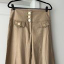 Cache beige gold metallic wide leg high rise vintage linen cotton blend pants Photo 1