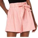 BCBGMAXAZRIA  Light Pink High-Waisted Paperbag Pleated Belted Shorts Size Small Photo 0