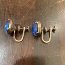 Vintage royal blue sparkle, screwback earrings Photo 2