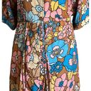 The Bar Dodo Or Printed Nancy Dress in Orange & Blue Medium Womens Midi Retro Floral Photo 8