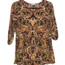 J.Jill  Paisley Boho 3/4 Sleeve 100% Rayon Blouse Size Small Petite Photo 0