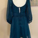 Lulus NWOT  Vivacious Arrival Emerald Chiffon Balloon Sleeve Mini Dress Photo 9