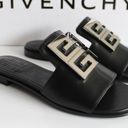 Givenchy  4G Black Leather Silver Logo Slides Photo 3