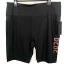 Bebe NEW  Sport Net Mesh Pocket Biker Shorts in Black/Neon Mango Plus Sz 3X Photo 0