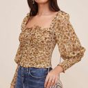 ASTR The Label square neck ruched yellow floral top womens size S Photo 0