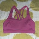 Lululemon Free To Be Serene Sports Bra Size 4 Pink Blossom Gold Logo Photo 2