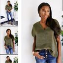 fab'rik Fab’rik Willa Satin Vneck blouse green M NWT Photo 1