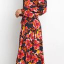 Petal and Pup  Balsa Floral Tiered Long Sleeve Belted Maxi Dress Navy Blue Photo 1