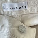 Loft  SZ 27/4 Straight Crop Jeans High-Rise Frayed Hems Zip-Fly Stretch Beige Photo 7