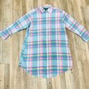 Ralph Lauren Lauren  Notch Collar Plaid Sleep Shirt sz small. Photo 2