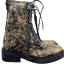 Free People NIB  Santa Fe Bootie Black Floral Leather Lace-Up Combat Boot Size 8 Photo 6