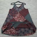 Ban Jara  Womens Large Red Blue Mixed Print V-Neck Tank Dress with Pockets Photo 9