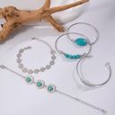 Daisy 5 Piece Turquoise and Silver Bracelet Set Photo 4