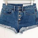 Treasure & Bond  Denim Button Fly High Waisted Cuffed Jean Shorts Blue Size 26 Photo 0