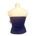 Anne cole NEW  women’s Navy Twist front Ruched Solid Bandeau Tankini Top Sz small Photo 4