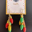 Lux NWT!  Fun Dangle Christmas Pierced Earrings Glitter Bulbs In Gold Red & Green Photo 3