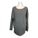 DKNY DNKY Jeans Womens Grey Sequin Accent Long Sleeve 100% Cotton Shirt Size M Medium Photo 1