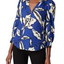 Veronica Beard  Blouse Silk Blend Milan Top in Floral Blue Black & White Sz 8 EUC Photo 0