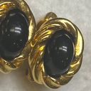 Edge KJL for Avon Vintage Earrings Clip on Gold Tone Black Cabochon Twisted  Photo 3