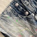 Acid Wash Wash Denim Paint Splatter Micro Shorts size Small Blue Photo 2