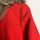 J.Crew  Red Wool Full Zip Faux Fur Trim Hooded Chateau Parka Coat Size 6 Photo 3