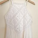 American Eagle Cream High Neck Flowy Crochet Lace Tiered Slip Mini Dress Boho M Photo 1