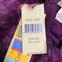 Young USA Knit Poncho Cape Shawl Faux Fur Collar Fringe OSFM Plum Purple NEW! Photo 4