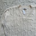 Madewell Sweater Cable-Knit V-Neck Crop Cotton Blend Antique Cream L NWT New Photo 6