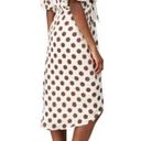 DELFI COLLECTIVE Ivory White Brown Polka Dot Puff Sleeves High Low Dress Size L Size L Photo 1