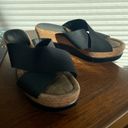 Black Strappy Cork Wedge Sandals Size 8 Photo 1