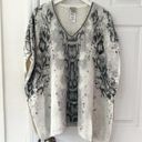 Chico's  Grey White Snake Print Cozy Embellished V Neck Poncho Sweater S/M Photo 0