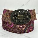 Chico's  Vintage Genuine Leather Floral Sequin Embroidered Belt Size Medium M Photo 0