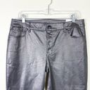 White House | Black Market WHBM Dark Grey Foil Metallic Silver Mid Rise Skinny Ankle Jean Size 12 Photo 4