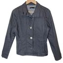 prAna  Denim Jacket "Kara" Grey Gray Button Front Stretch, size Small Photo 1