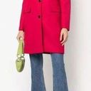 Love moschino  Elegant Red Wool Blend Coat with Logo Detail Sz IT 44 / US L NEW Photo 0