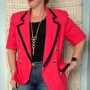 Oleg Cassini Vintage  HOT neon pink double breasted blazer jacket size 14/L Photo 0