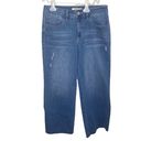 Royalty For Me  Jeans raw hem side slit cropped wide leg jeans size 8 Photo 16
