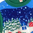 Holiday Time  Green Multicolor Christmas Santa Ugly Knit Sweater Women Sz XXL Photo 3