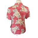 Caribbean Joe  Short Sleeve Button Down Classic Mauve 100% Rayon Hawaiian Blouse Photo 1