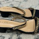 Nicole Miller Black and Gold Chain Sandals Photo 3