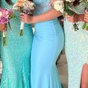 La Femme blue corset prom dress Photo 3