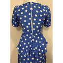  Handmade Vintage 90s Maxi Blue Polka Dot Dress Photo 2