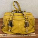 B Makowsky  Mustard Yellow Genuine Leather Triple Zip Handbag Shoulder Bag Photo 6