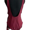 Glowbeam Burgundy Side Tie Plunge Neckline One Piece Swimsuit Photo 2