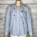 Pacific&Co G.H. Bass & . NWT Sz XXL Blue & White Stripe Embroidered Button Down Shirt Top Photo 0