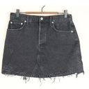 AGOLDE  Womens Distressed Mini Skirt 30 Cult Black Cotton Button Fly Denim NWT Photo 0