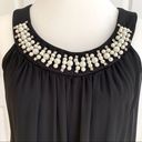 Enfocus Studio  Dress Black Sleeveless Faux Pearl Rhinestone Beaded Dress Size 8 Photo 4