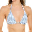 ANDIE  Swim The String Bikini Top Blue Gingham Triangle Size Medium NEW Photo 0