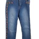 Bill Blass Vintage  Flower Embroidered High Rise Blue Jeans Size 8 Petite Photo 1