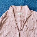 Thread and Supply  Coral Peach Striped Button Up Long Sleeve Women's Shirt Flannel Photo 1